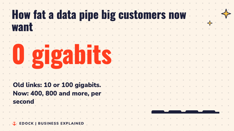 A number counting up to 800 gigabits, with bars rising for 10, 100, 400 and 800 gigabit links