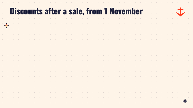 Before and after panels: before, the discount had to be agreed at or before the sale; now, a credit note is enough and the buyer gives back the matching tax credit