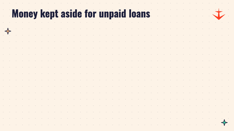 Two panels: Rs 773 crore set aside for unpaid loans in July to September 2025, Rs 645 crore in July to September 2026