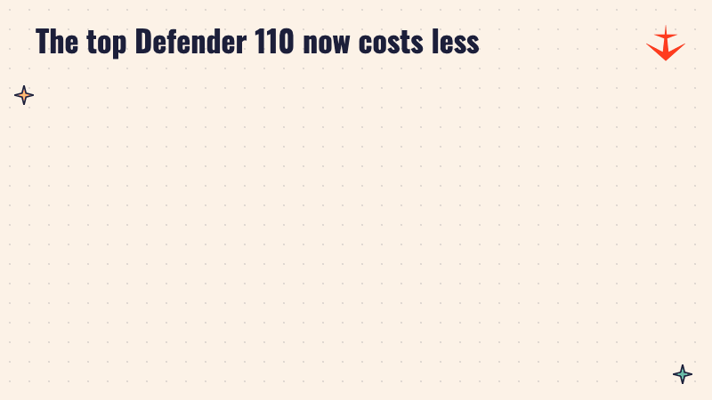 Two panels: the imported 3.0 litre Defender 110 at Rs 1.52 crore, and the Pune-made one at Rs 1.18 crore